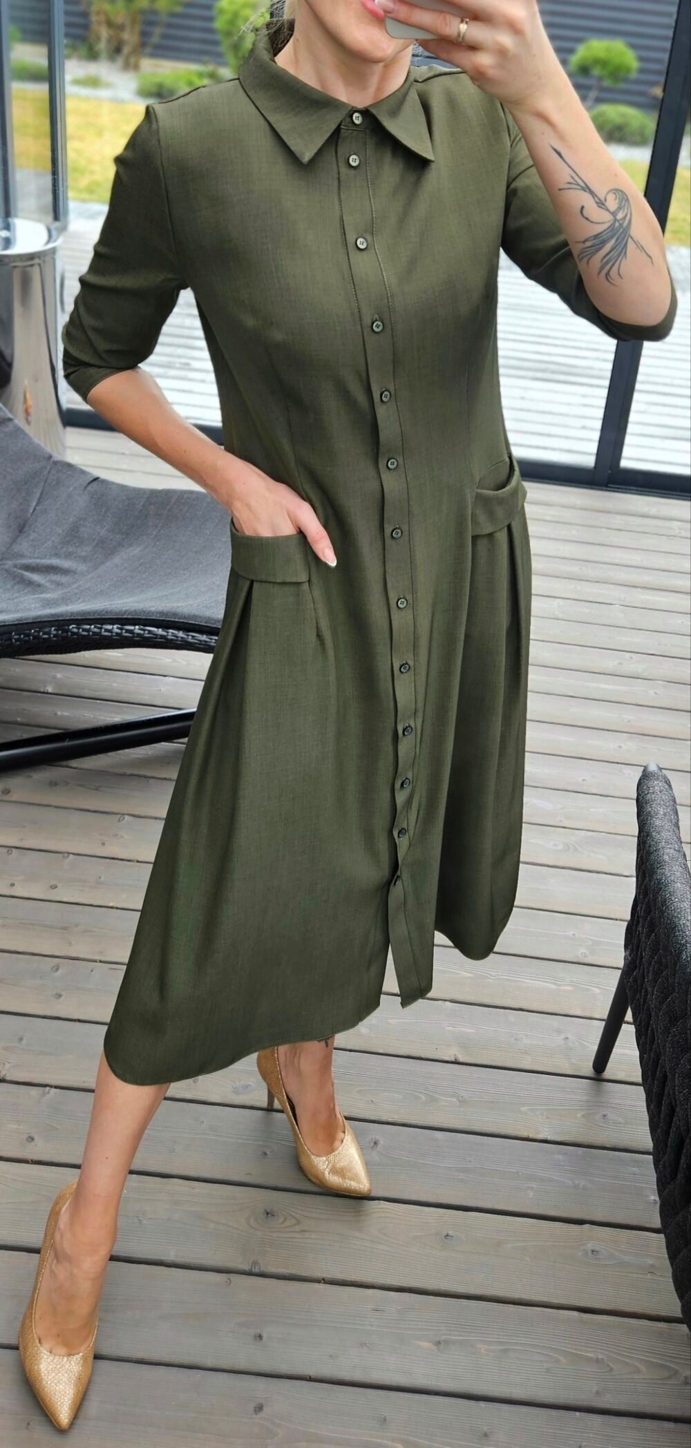 Suknelė "Bella" midi chaki