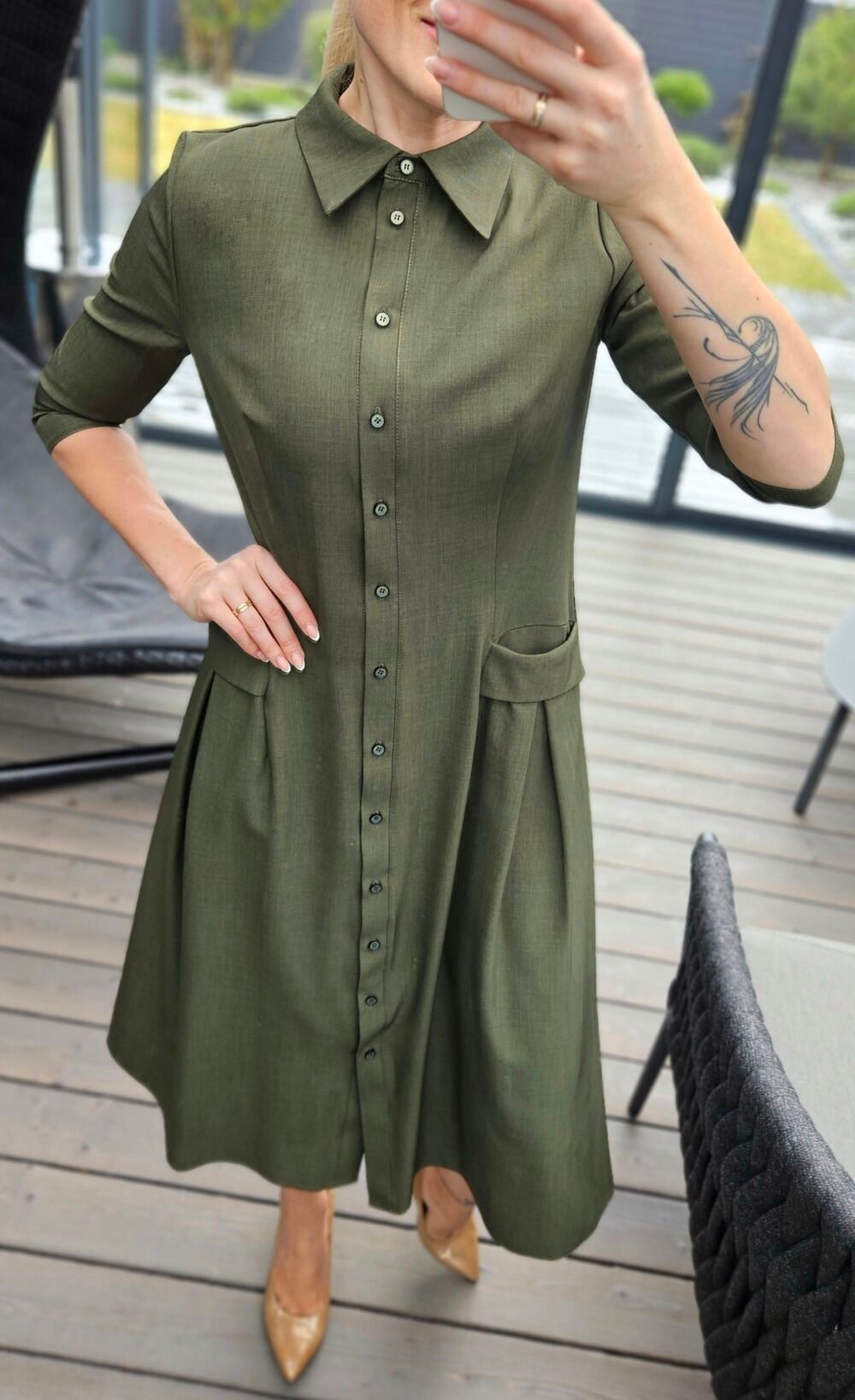 Suknelė "Bella" midi chaki