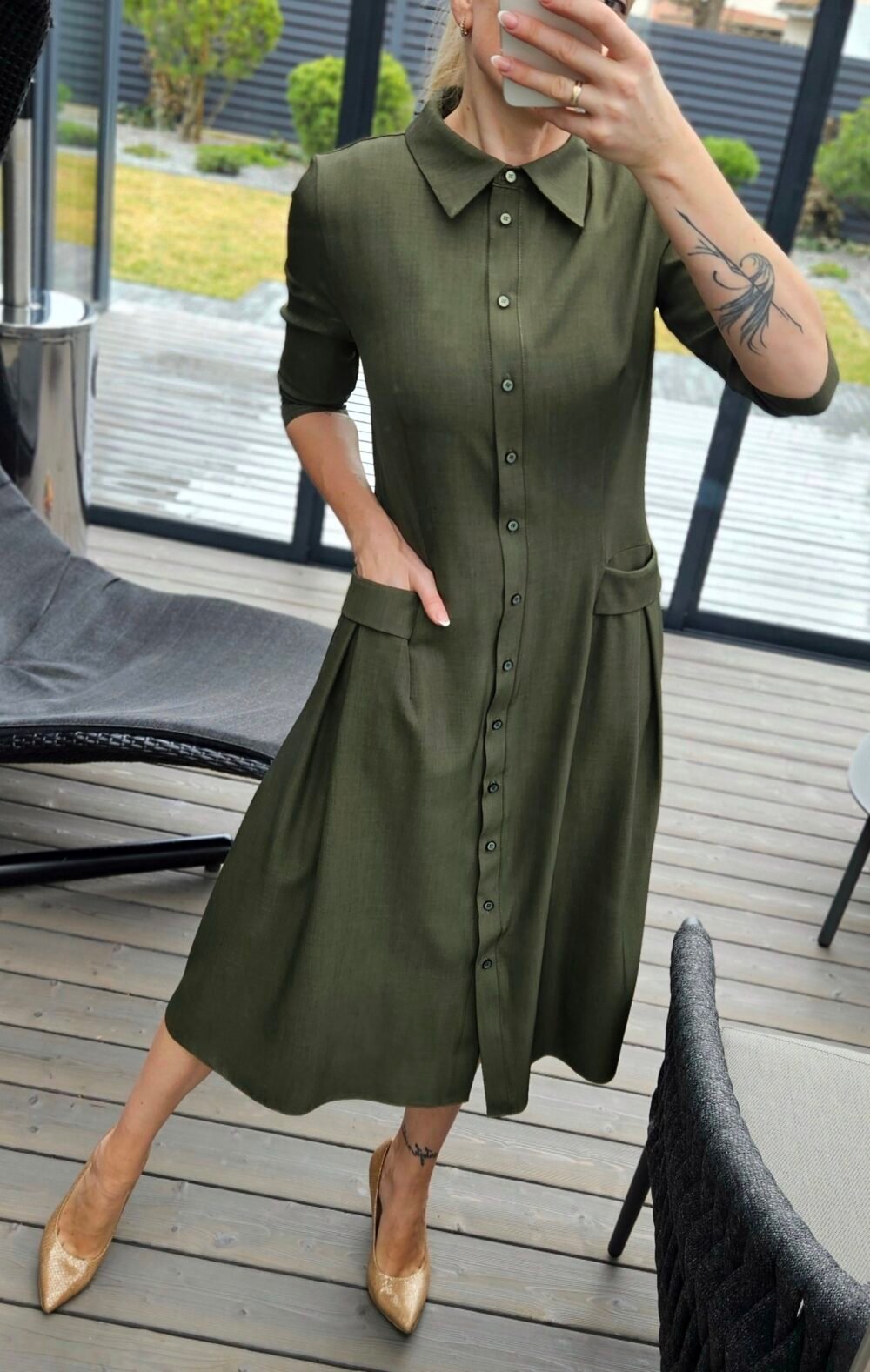 Suknelė "Bella" midi chaki