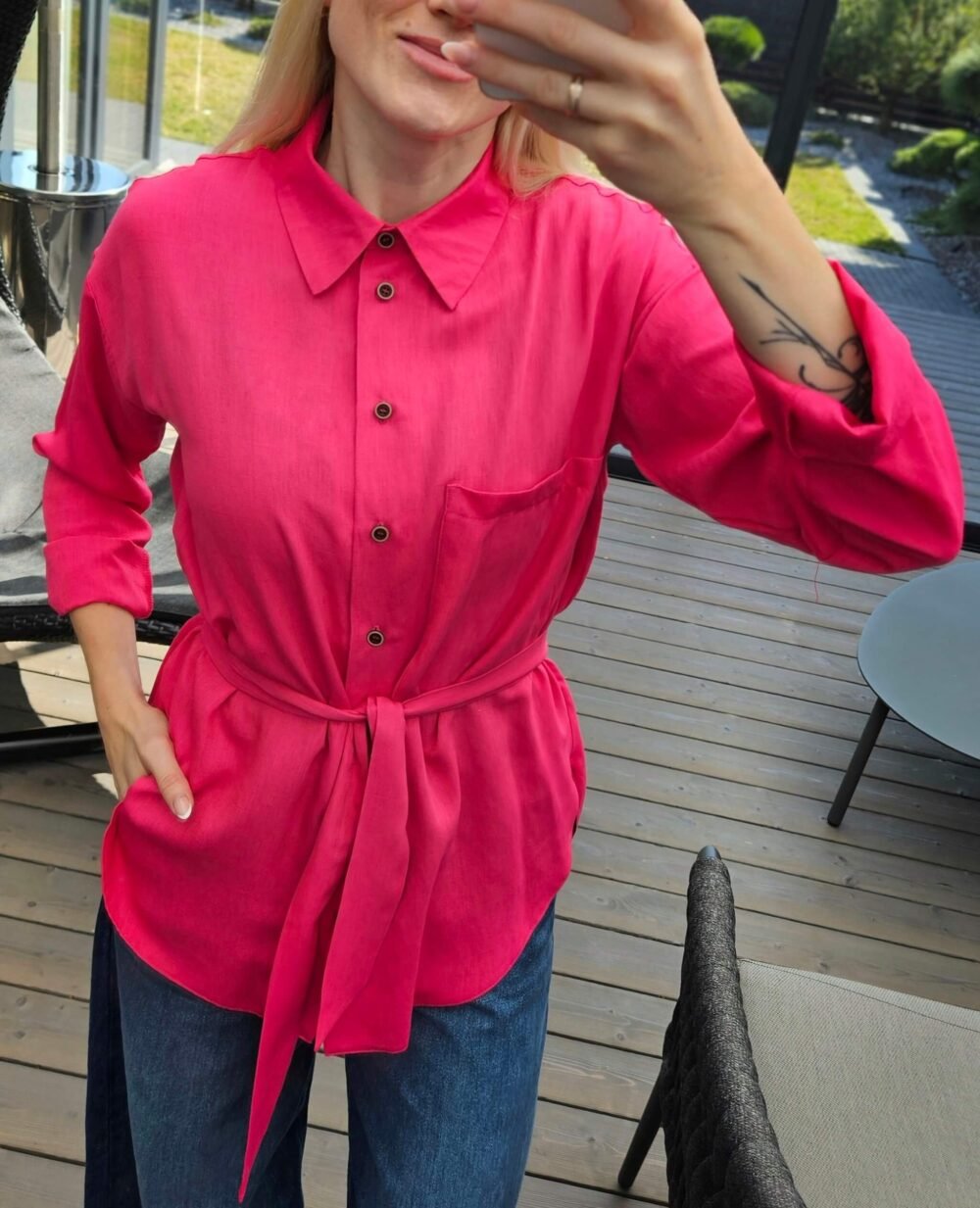 Marškiniai "Linen" rožiniai