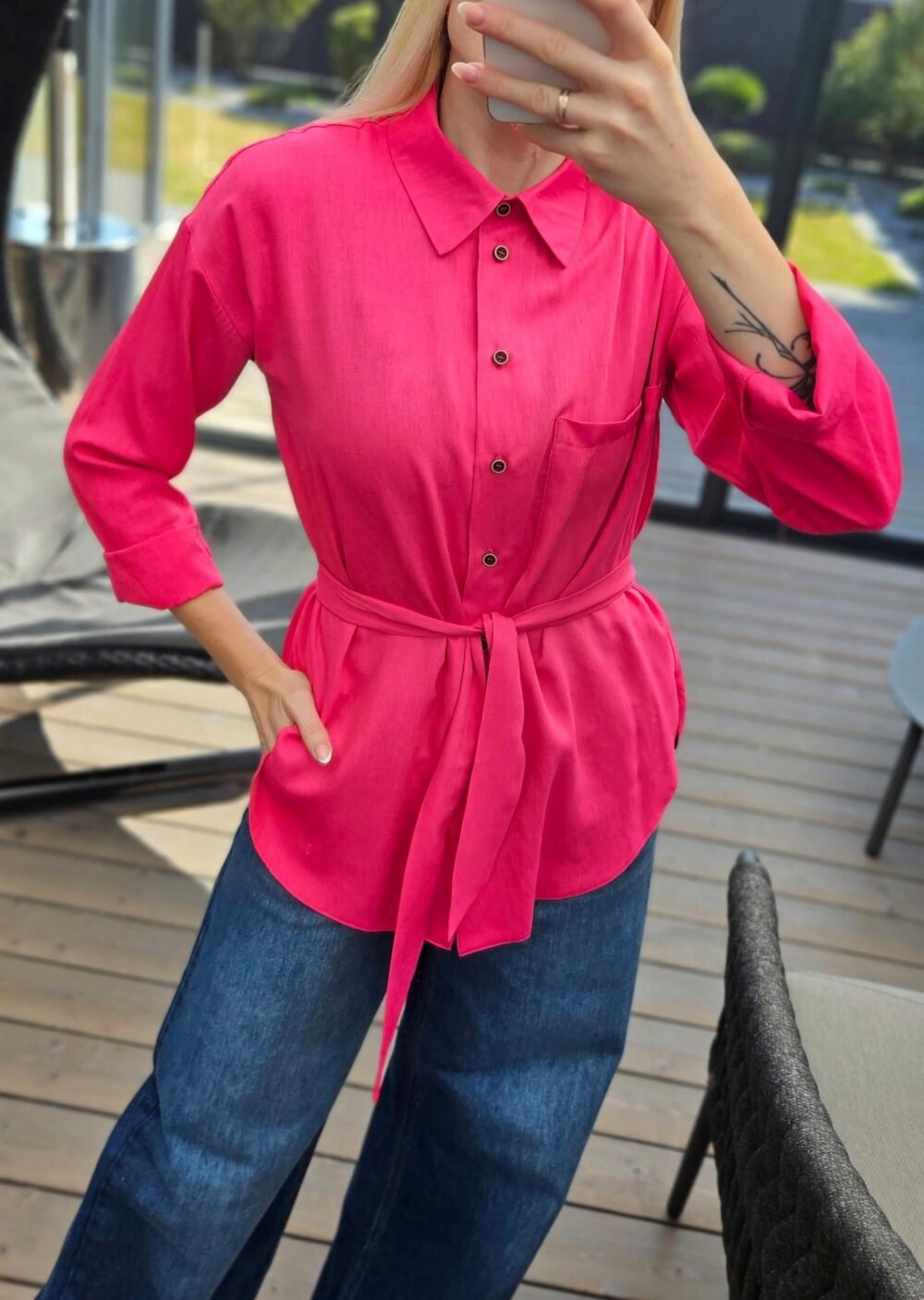 Marškiniai "Linen" rožiniai