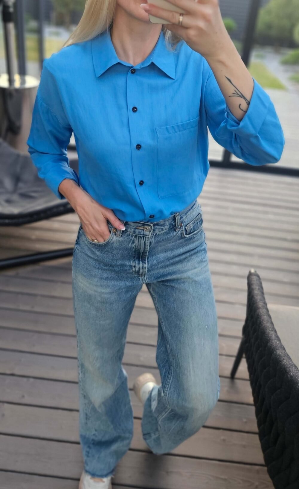 Marškiniai "Linen" žydri