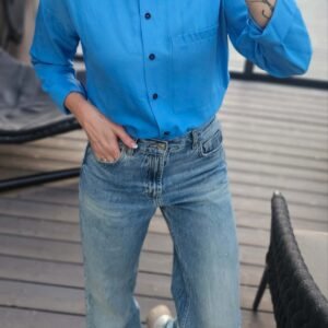 Marškiniai "Linen" žydri