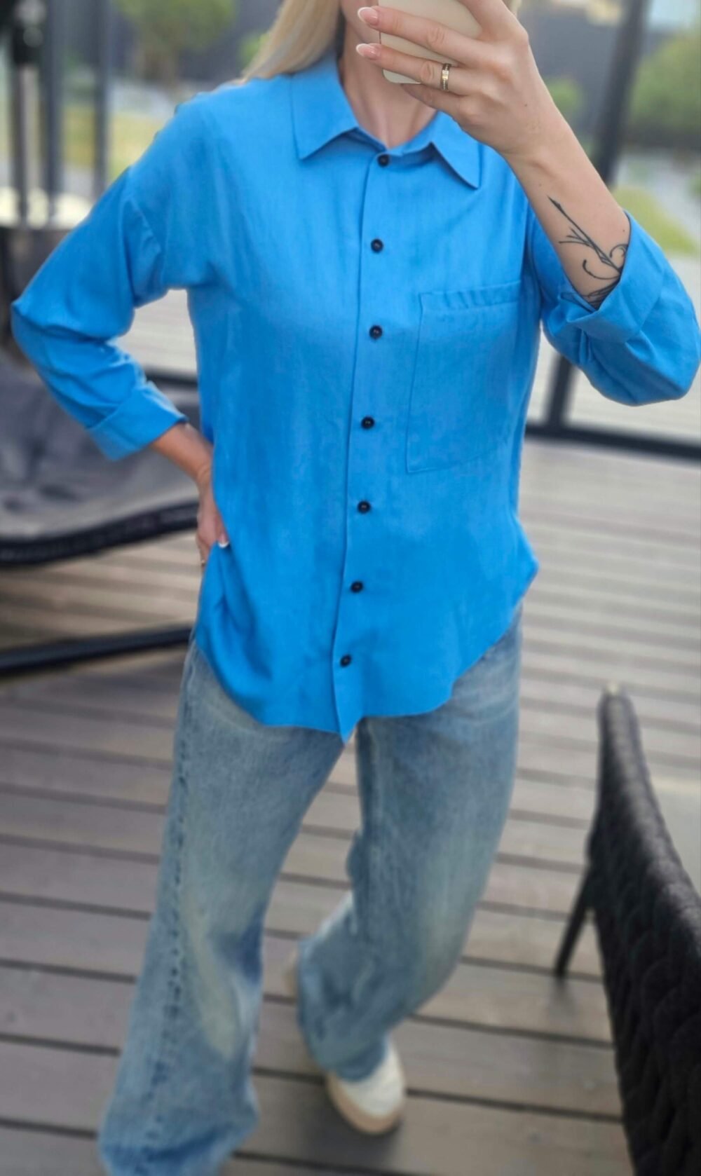 Marškiniai "Linen" žydri