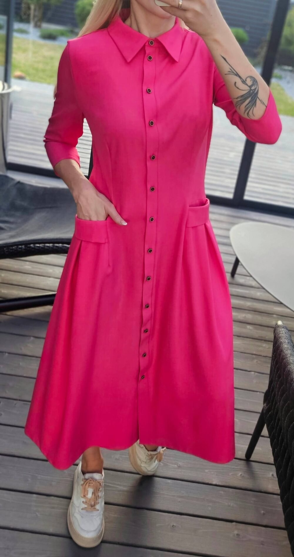 Suknelė "Bella" midi rožinė