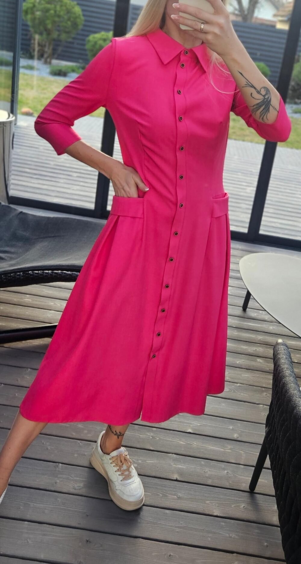 Suknelė "Bella" midi rožinė