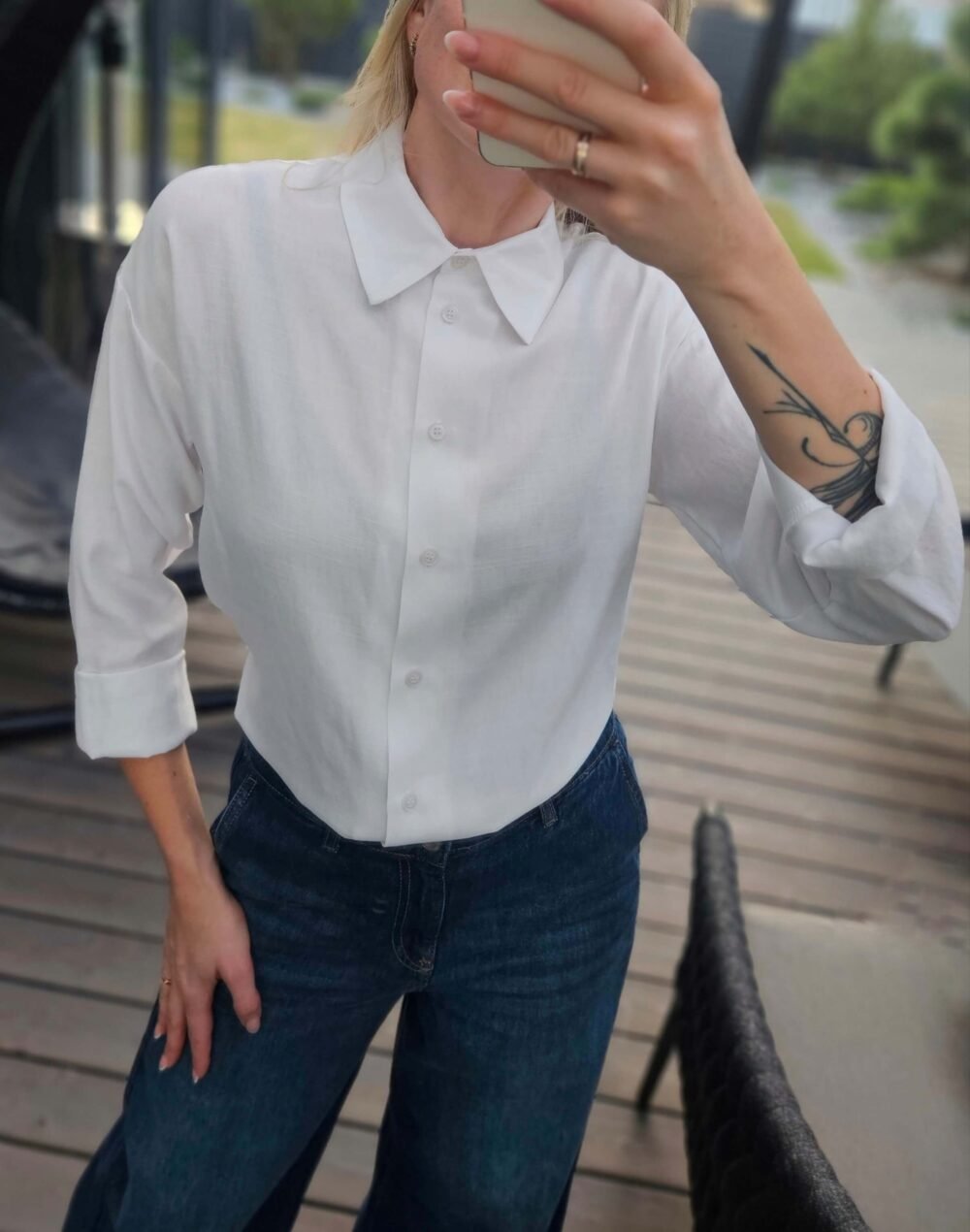 Marškiniai "Linen" balti