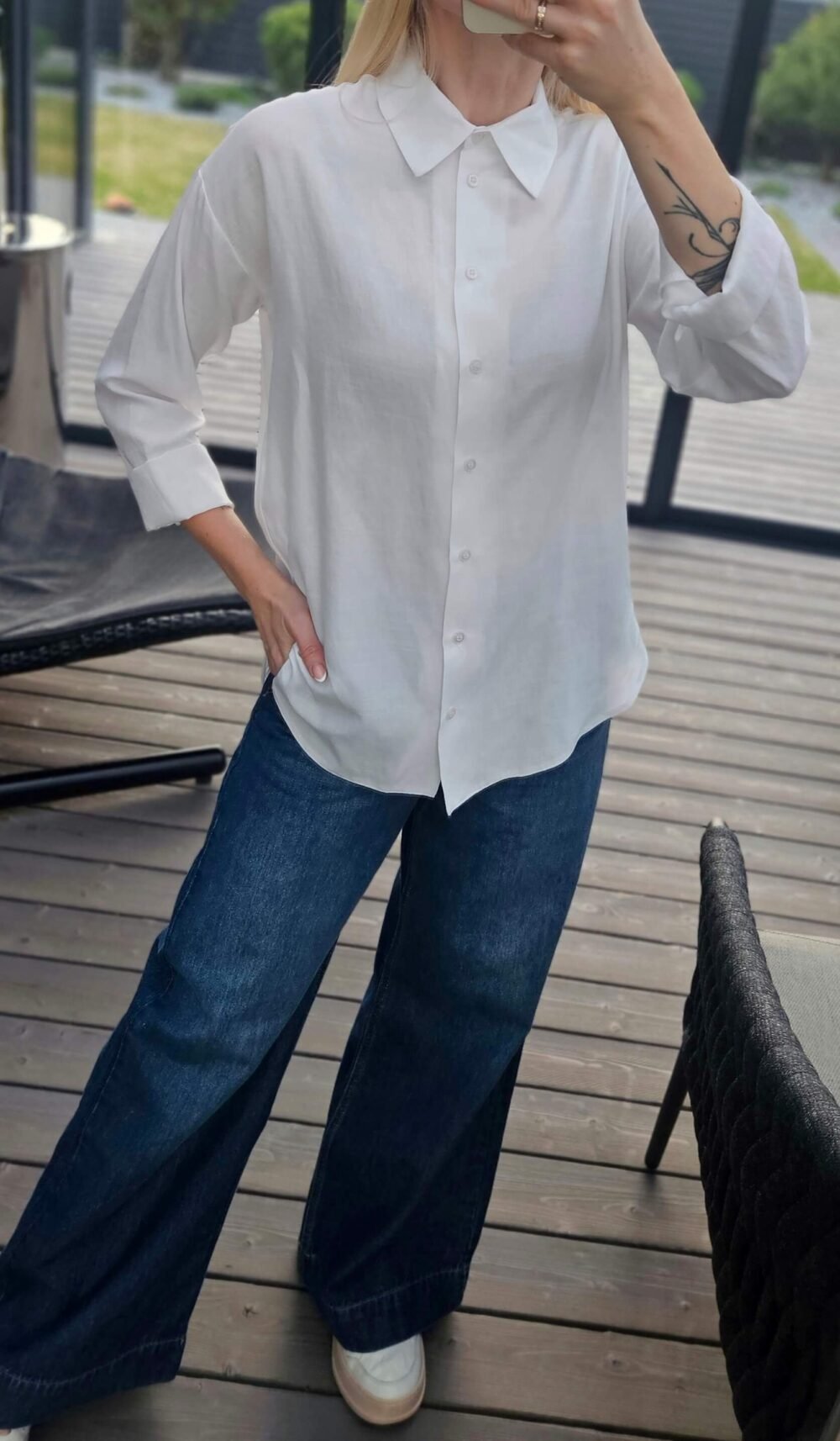 Marškiniai "Linen" balti