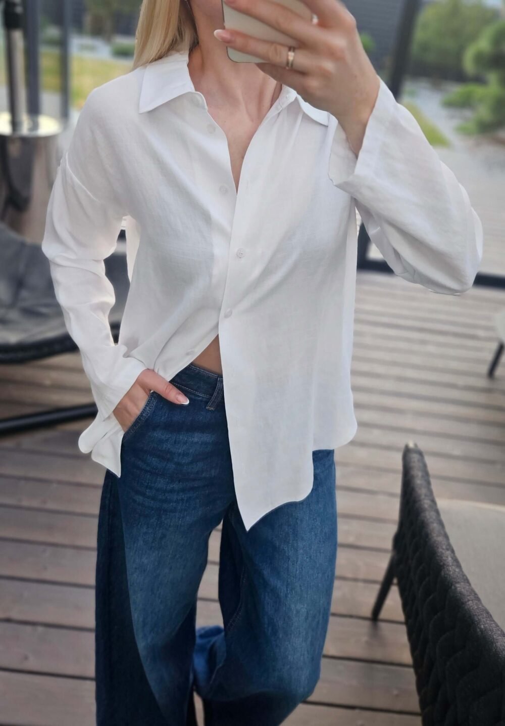 Marškiniai "Linen" balti