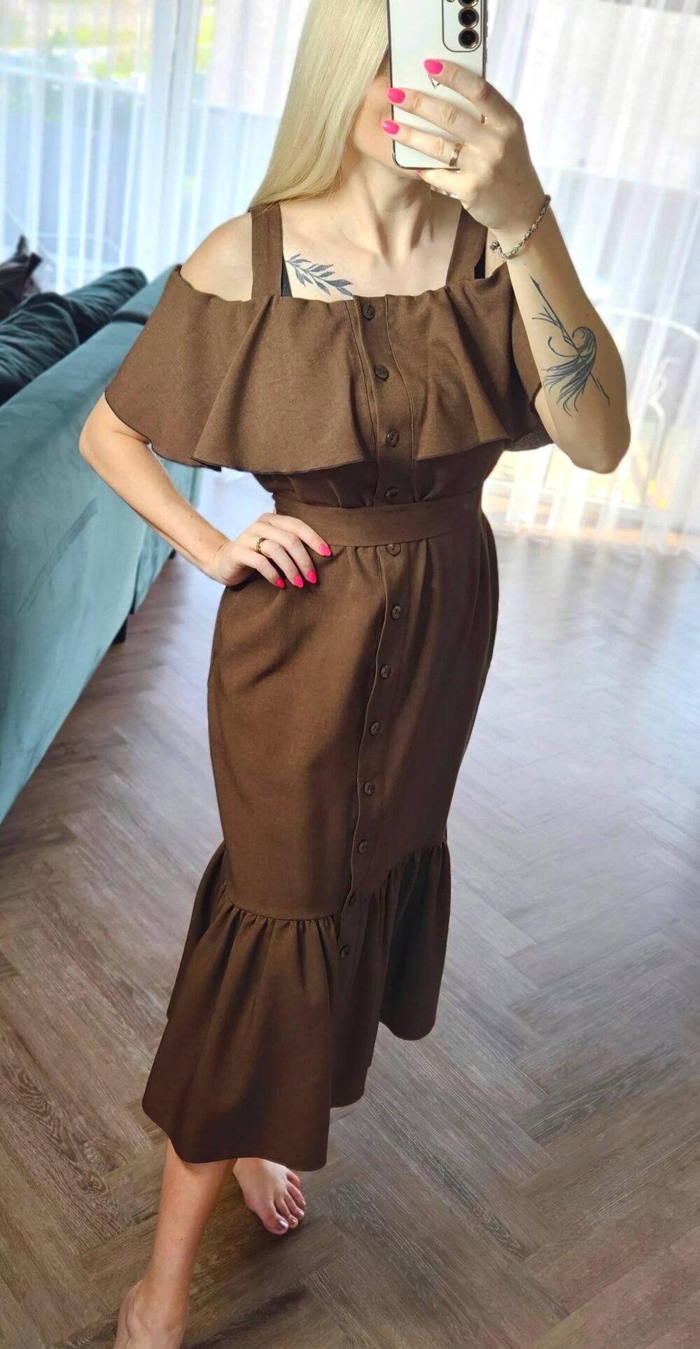 Suknelė "Banga" ruda