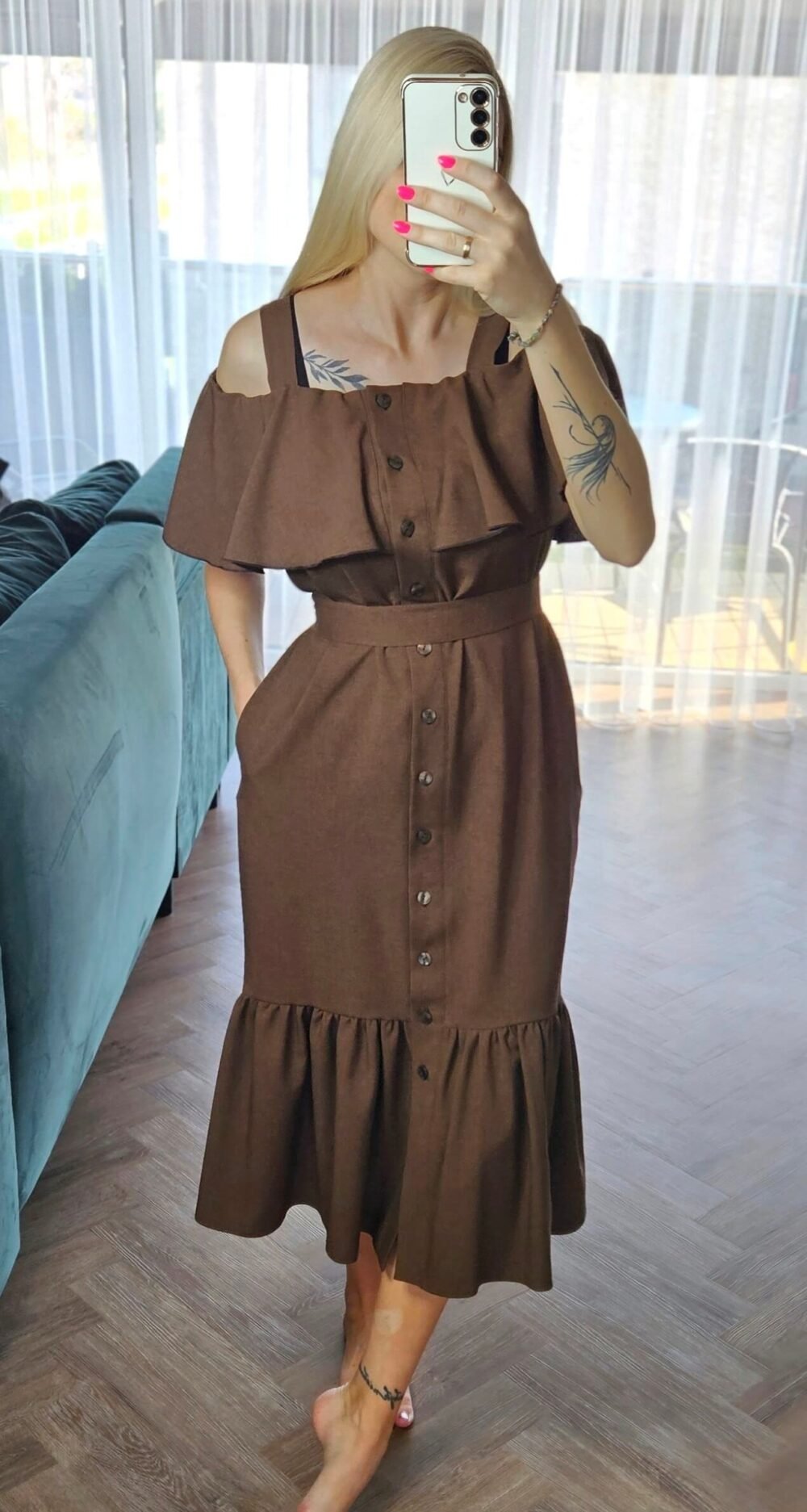 Suknelė "Banga" ruda