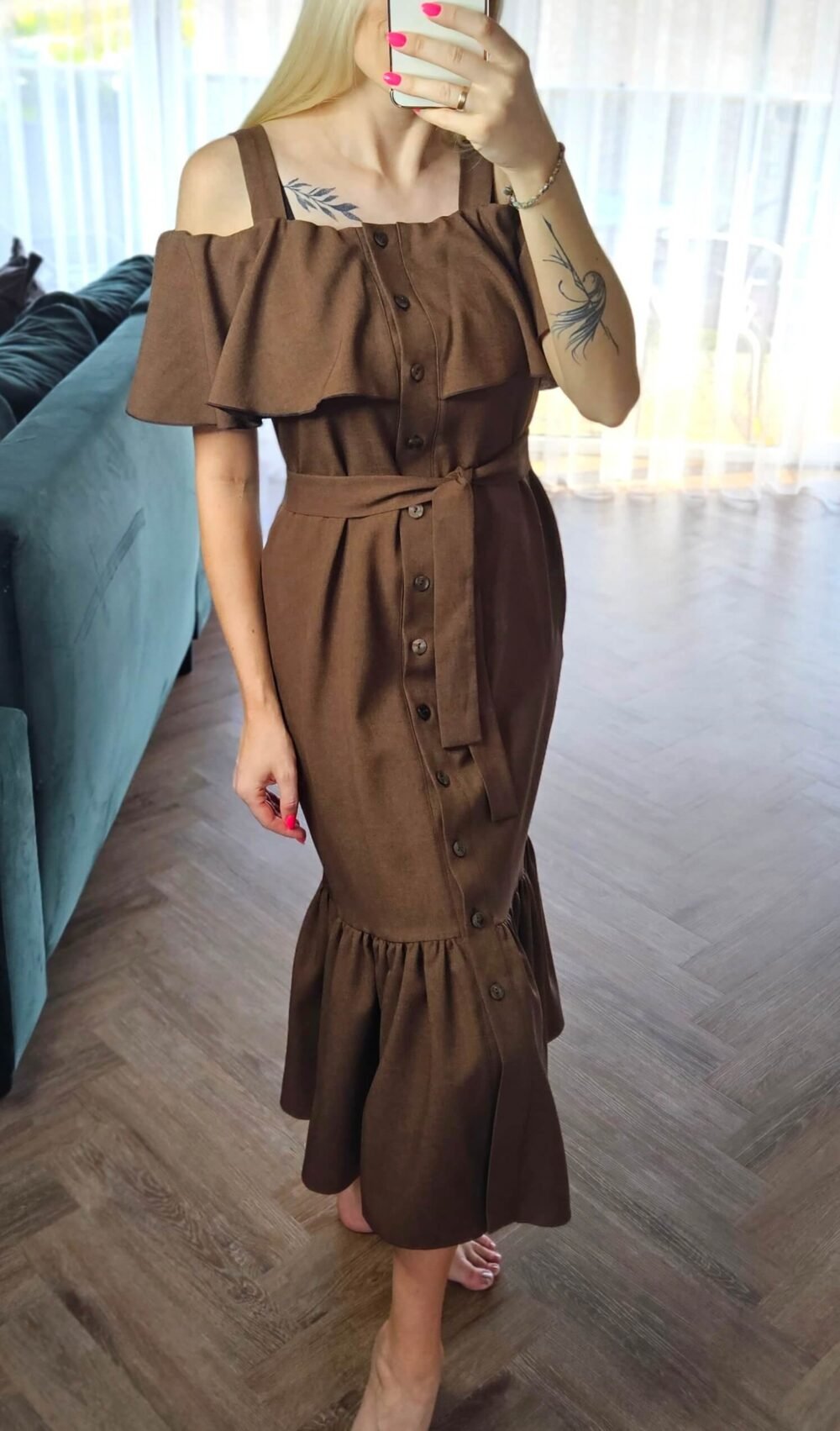 Suknelė "Banga" ruda