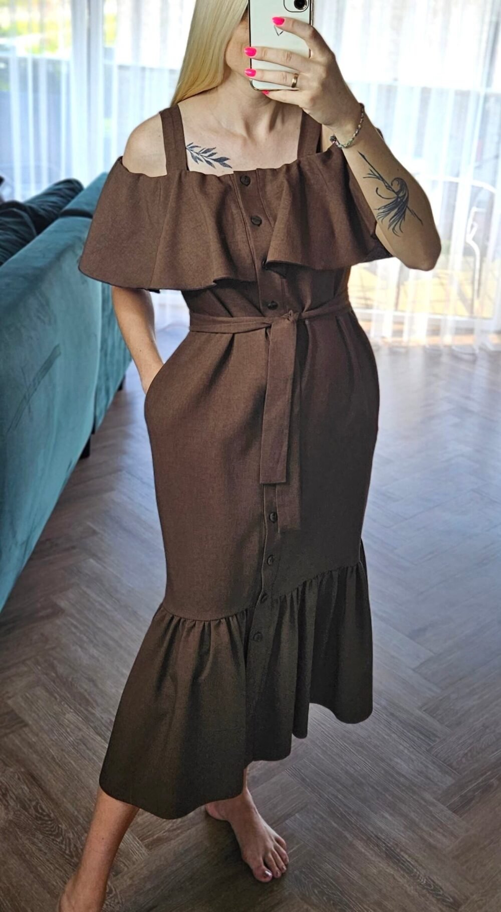 Suknelė "Banga" ruda