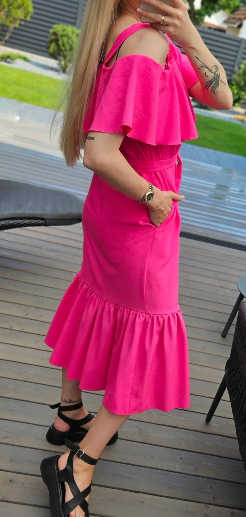 Suknelė "Banga" rožinė