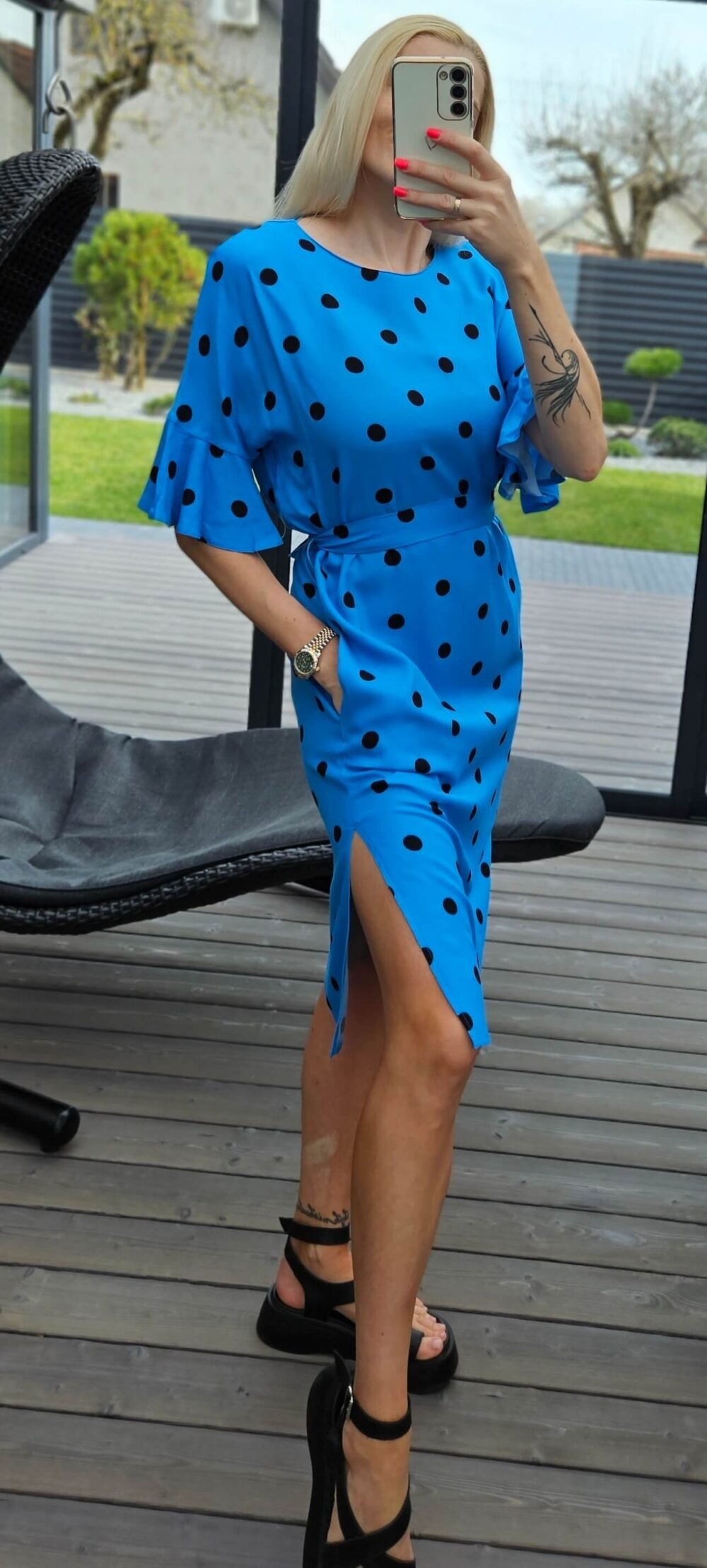 Suknelė "Rozi" mėlyna su taškeliais