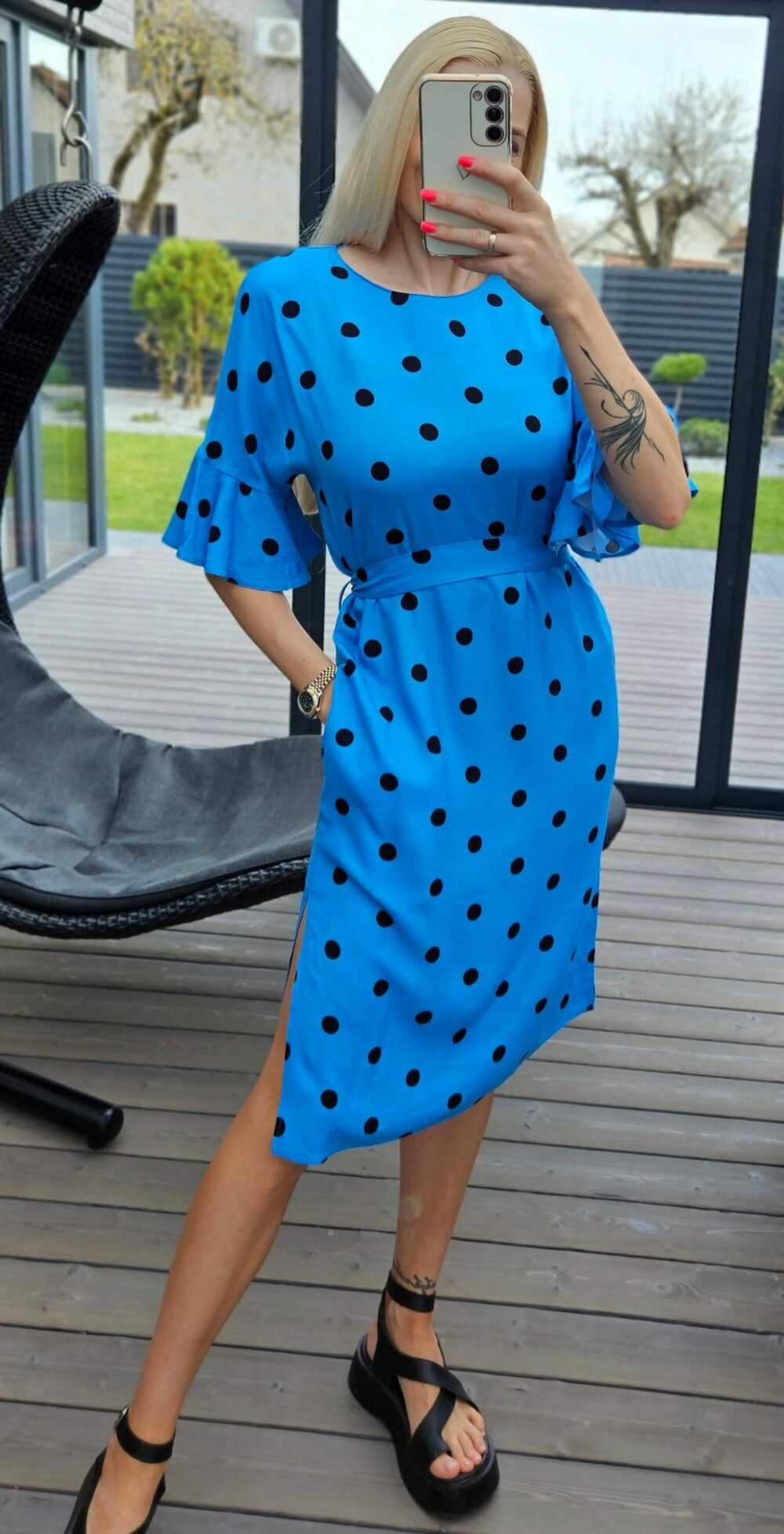 Suknelė "Rozi" mėlyna su taškeliais