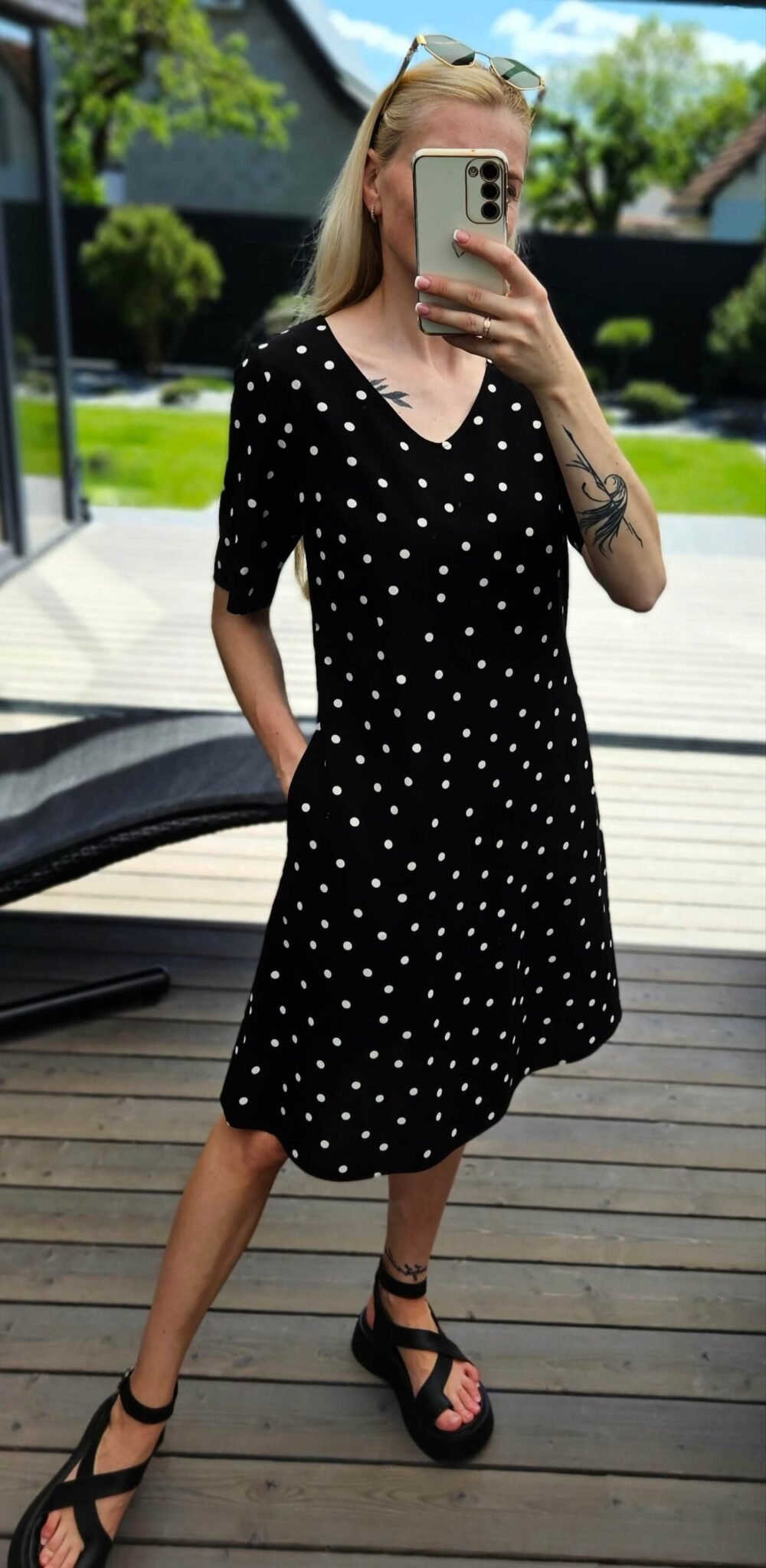 Suknelė "Dotty Linen" juoda