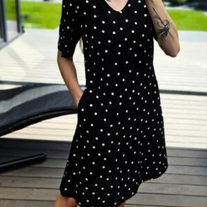 Suknelė "Dotty Linen" juoda