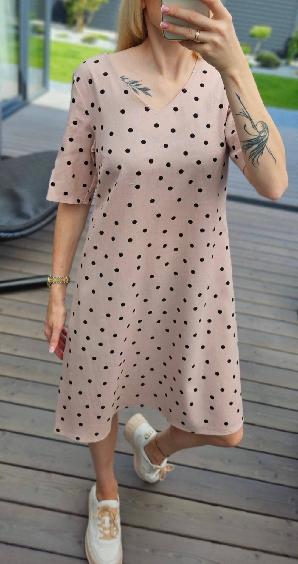 Suknelė "Dotty Linen" rausva