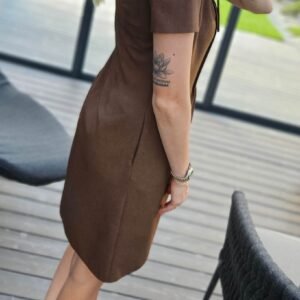Suknelė "Harmonia" ruda trumpom rankovėm