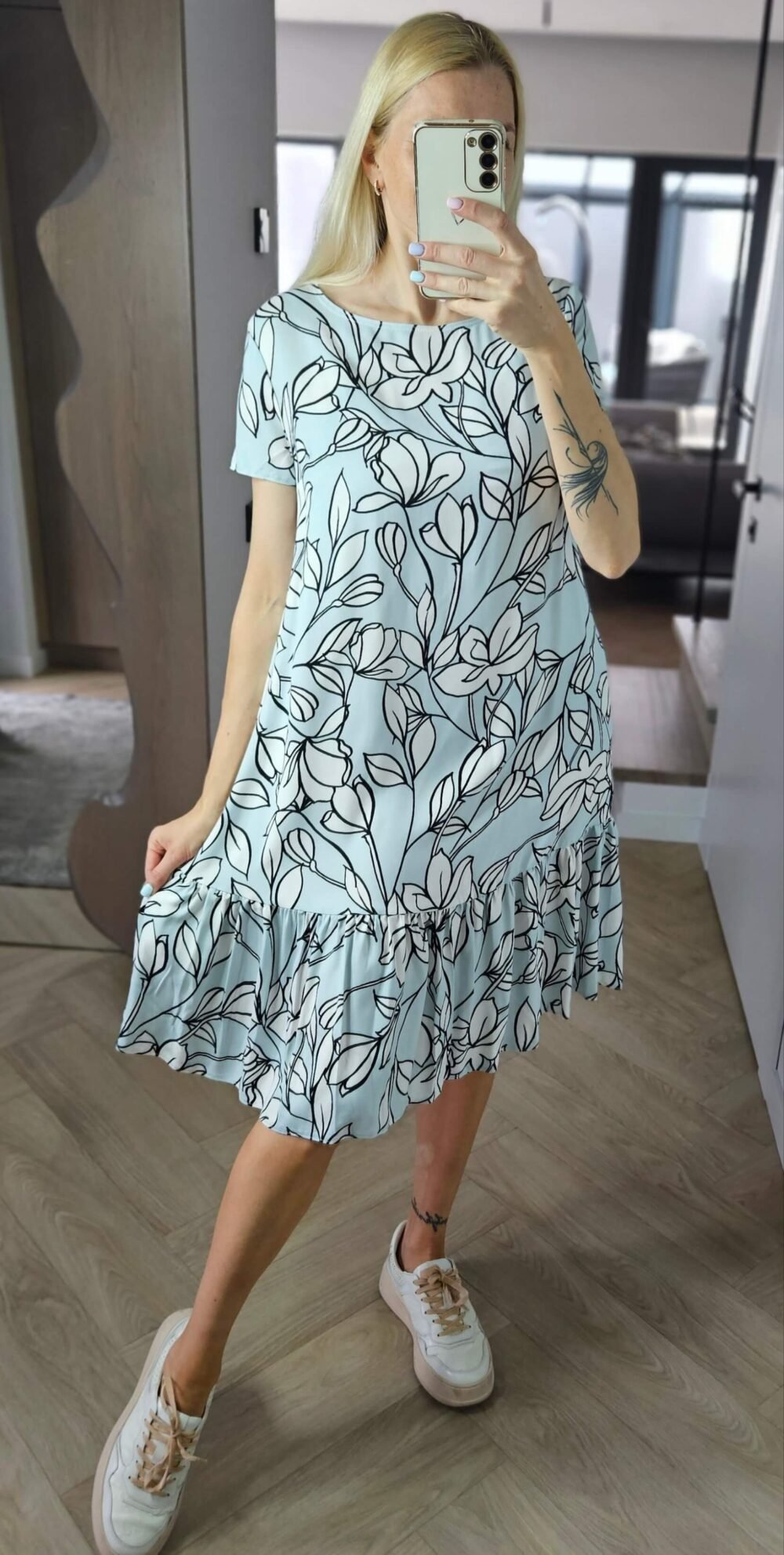 Suknelė "White flower" šv.žydra