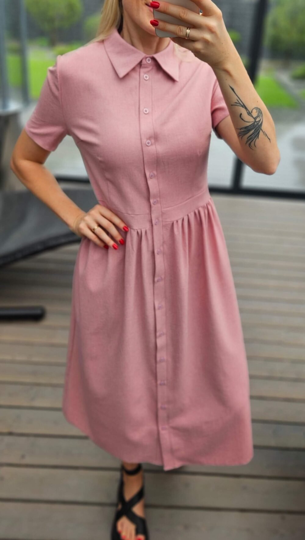 Suknelė "Belted" šv.rožinė