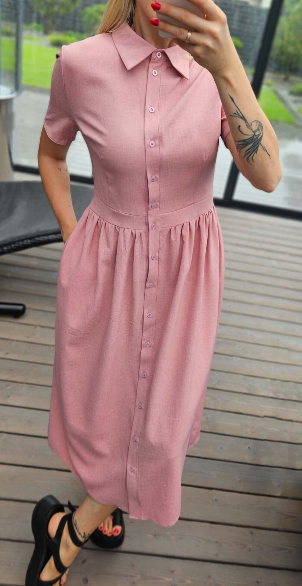 Suknelė "Belted" šv.rožinė