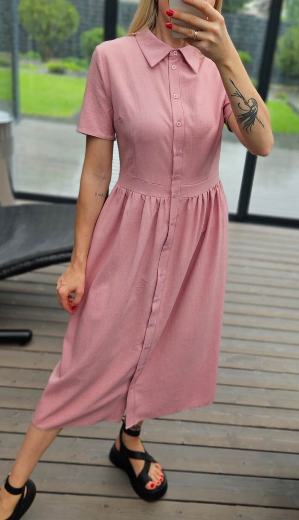Suknelė "Belted" šv.rožinė