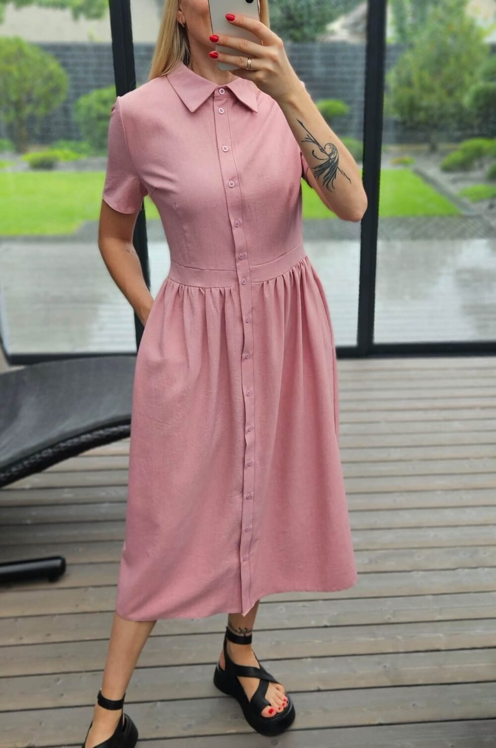 Suknelė "Belted" šv.rožinė