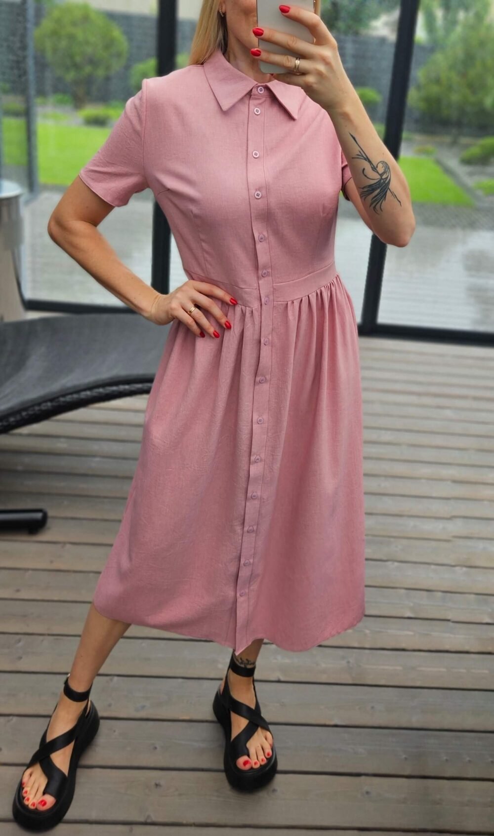 Suknelė "Belted" šv.rožinė