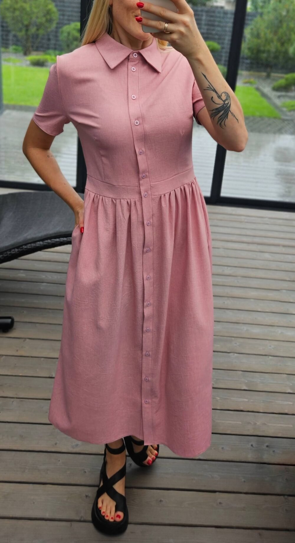 Suknelė "Belted" šv.rožinė