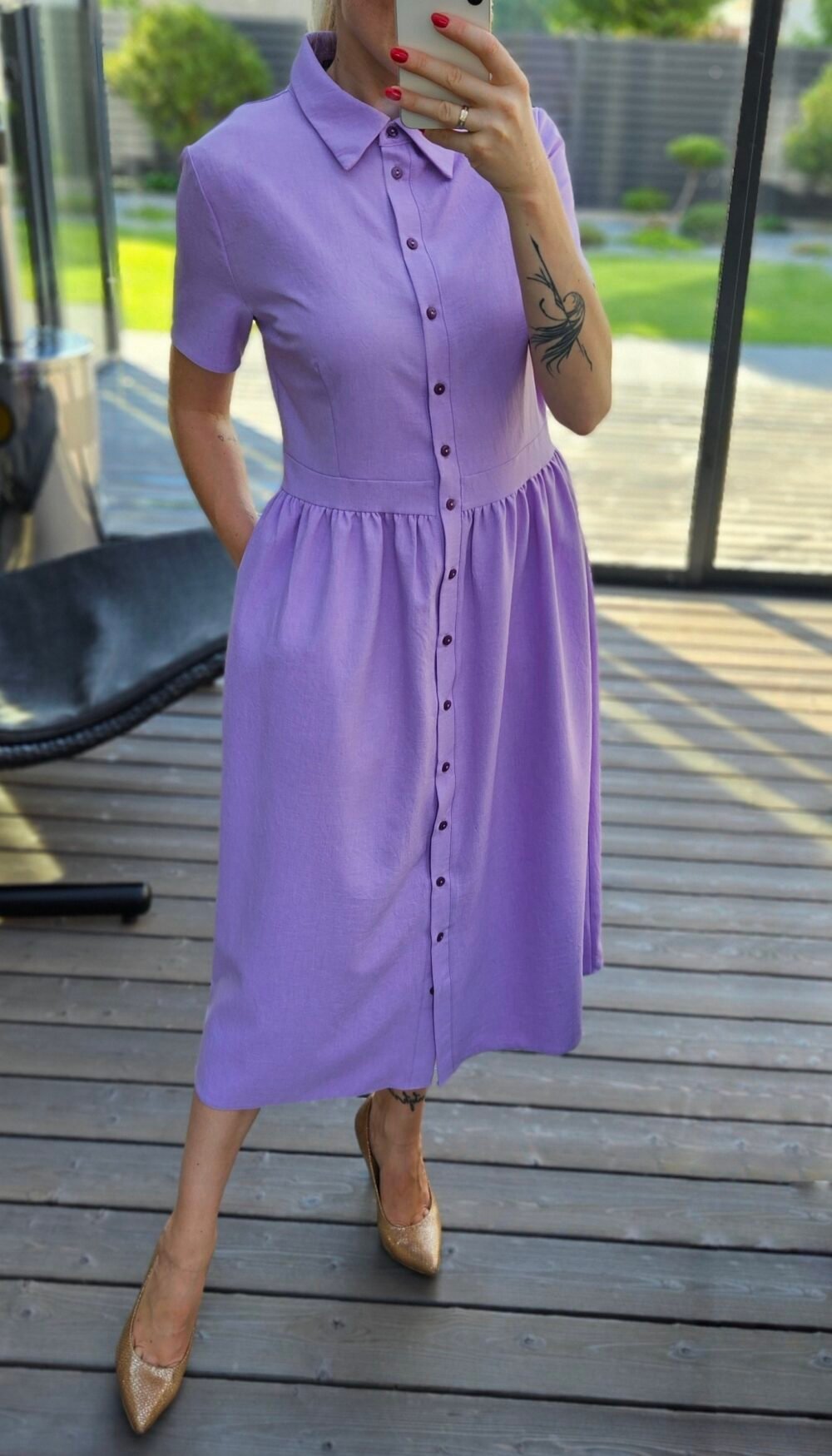 Suknelė "Belted" alyvinė