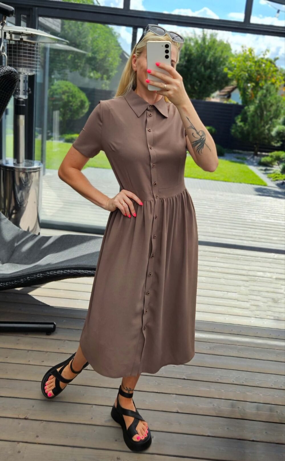 Suknelė "Belted" rusva