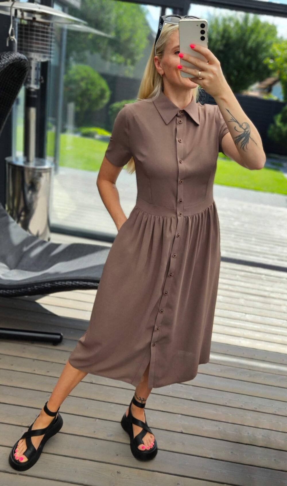 Suknelė "Belted" rusva