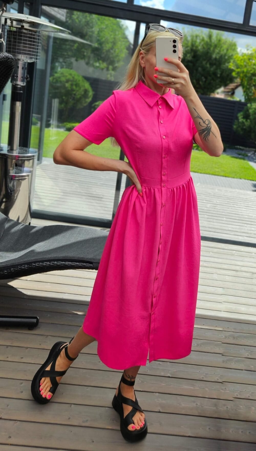 Suknelė "Belted" rožinė