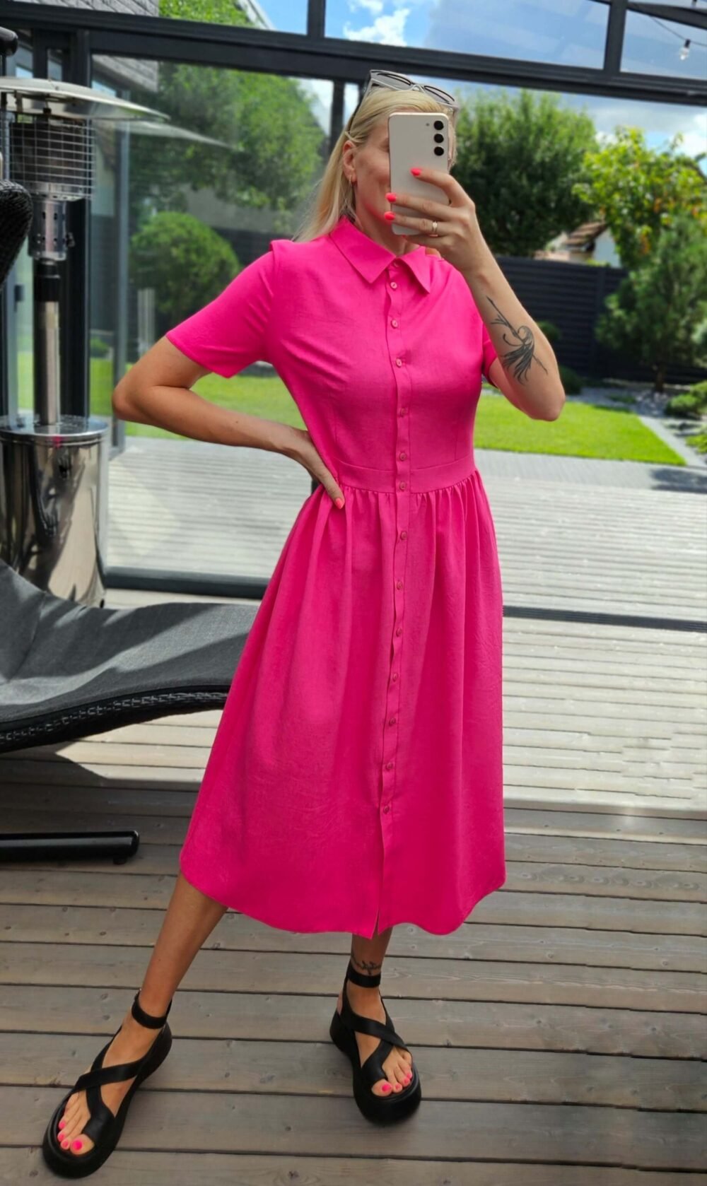 Suknelė "Belted" rožinė