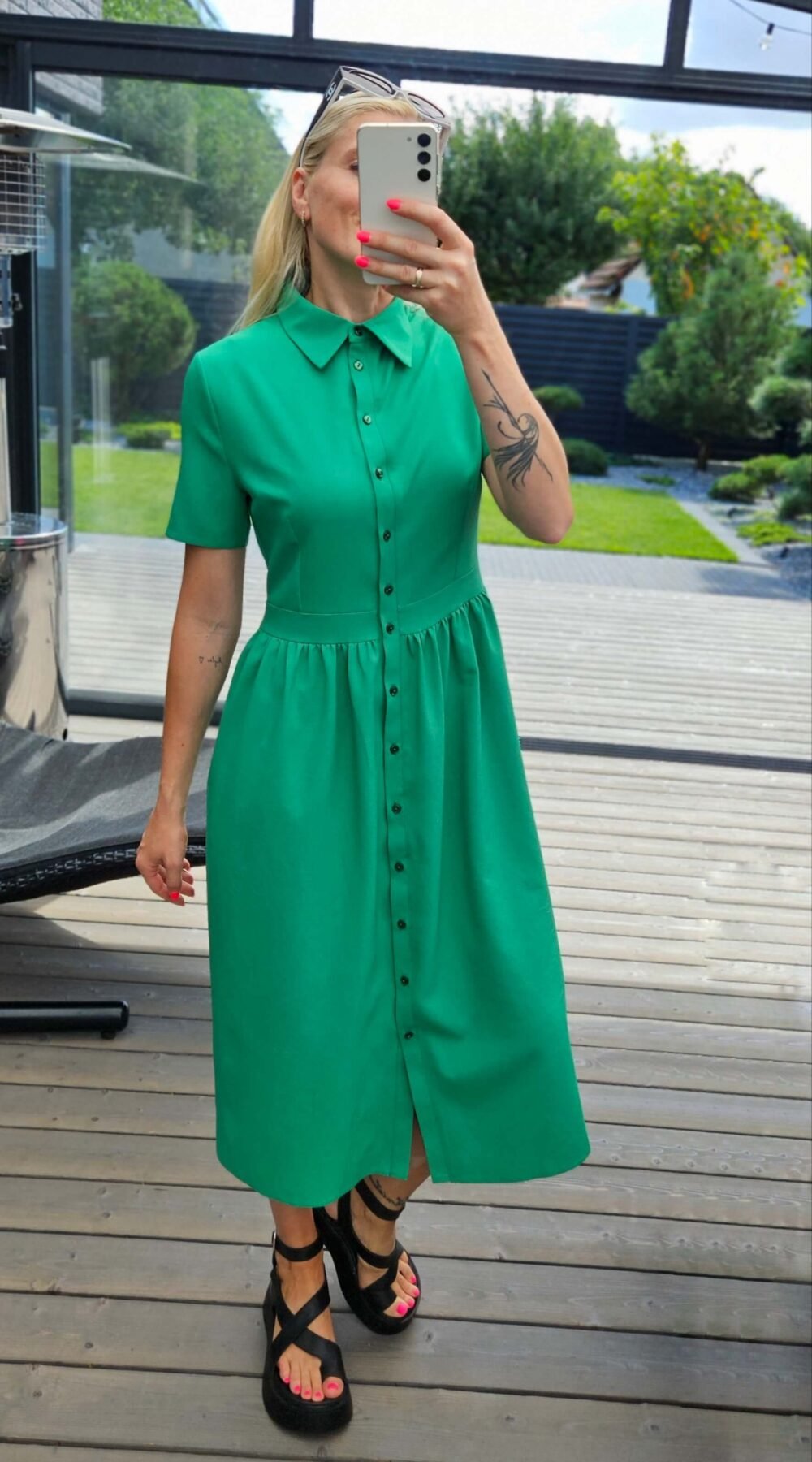 Suknelė "Belted" žalia