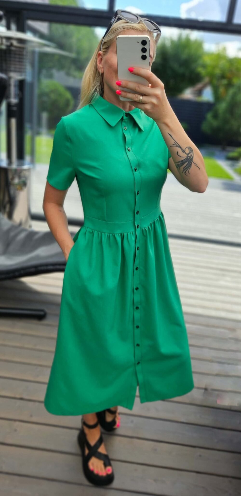 Suknelė "Belted" žalia