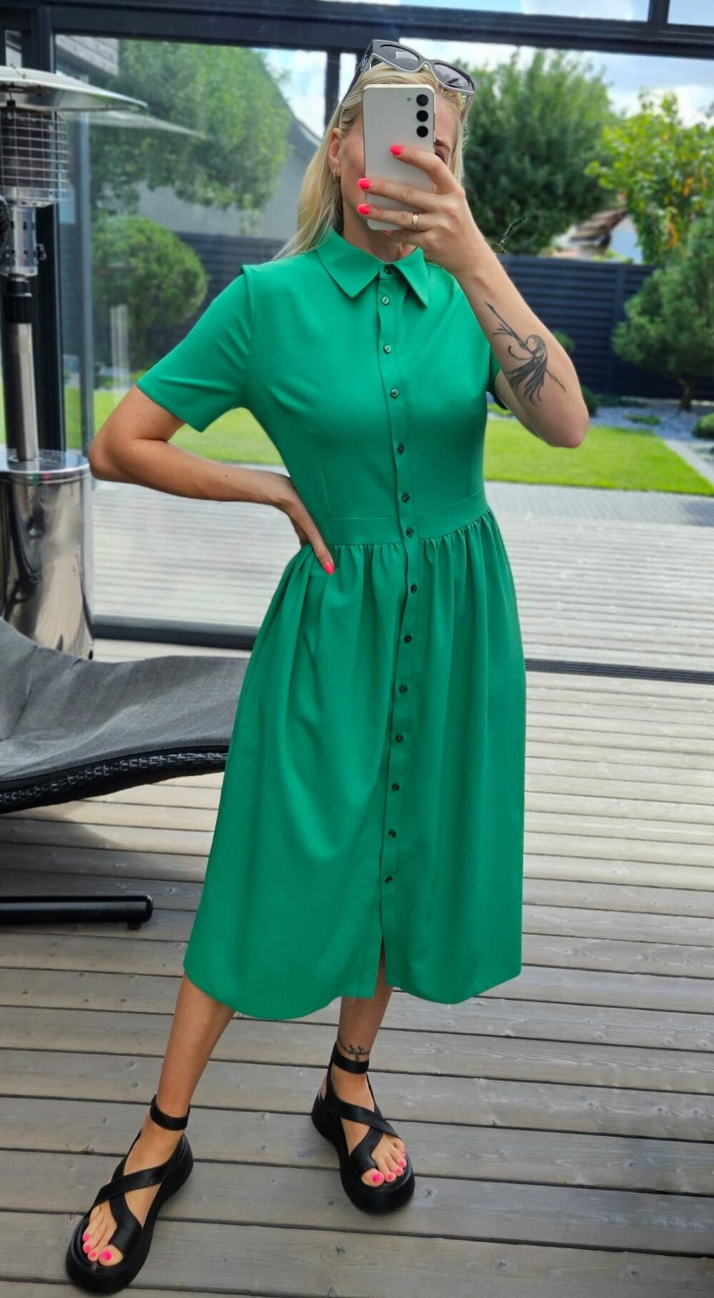 Suknelė "Belted" žalia