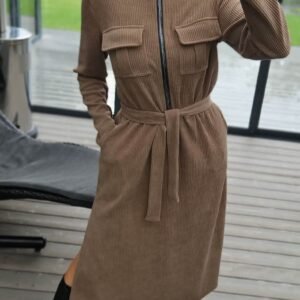 Velveto suknelė "TOP" kakavinė