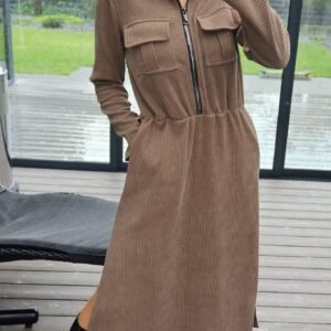 Velveto suknelė "TOP" kakavinė