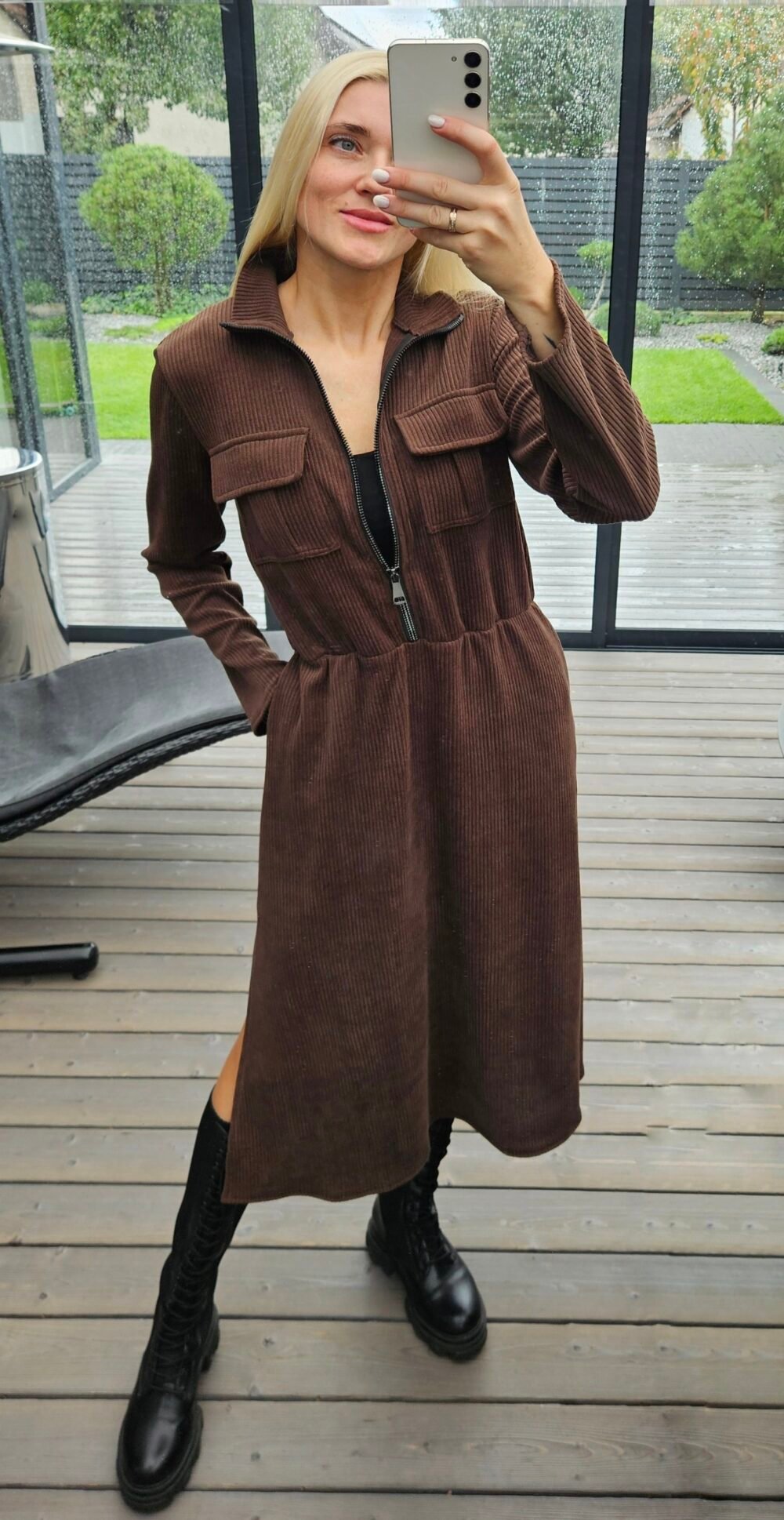 Velveto suknelė "TOP" ruda