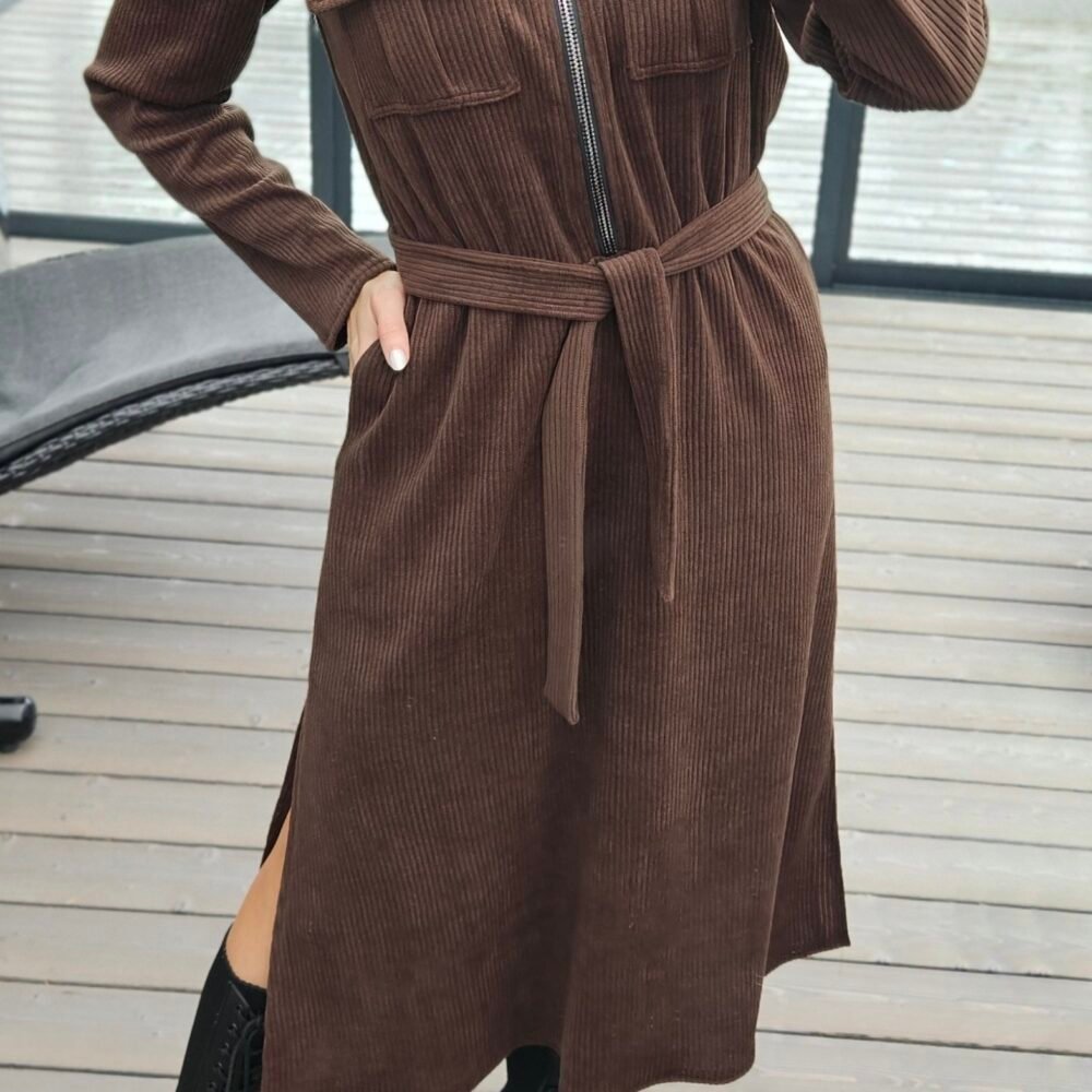 Velveto suknelė "TOP" ruda