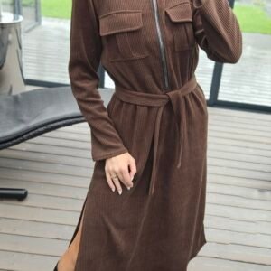 Velveto suknelė "TOP" ruda
